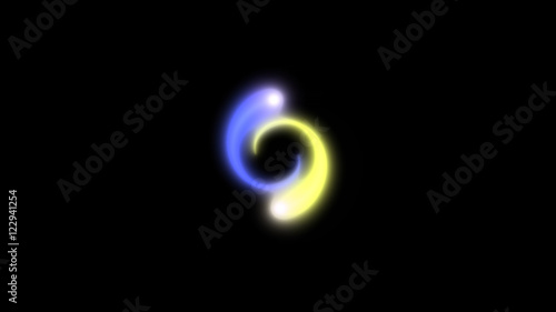 4k loading radial, blue and yellow lights shining on black background, animated rays