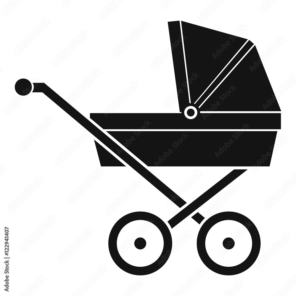 Baby carriage icon in simple style on a white background vector illustration