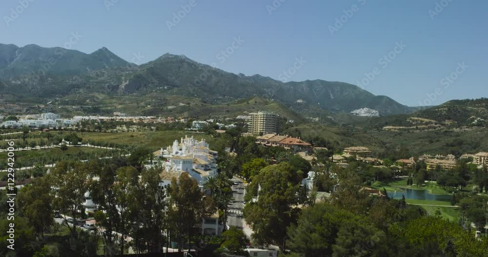 Flight over the Marbella City. Spain 2016. Flying over the mountains. 4K Red Dragon Flight over the Marbella City. Spain 2016. Flying over the mountains. 4K Red Dragon
