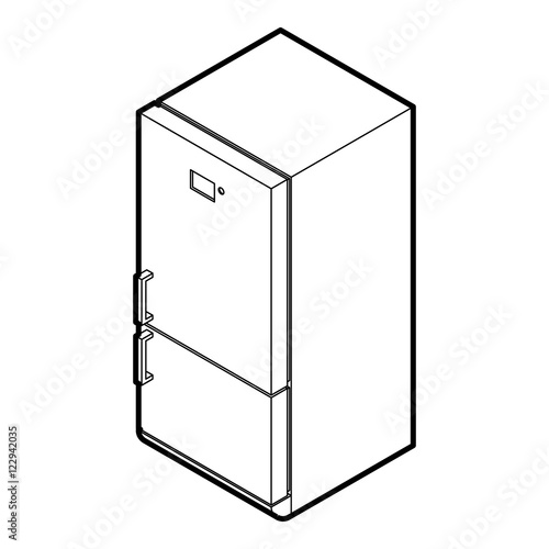 Fridge icon in outline style on a white background vector illustration