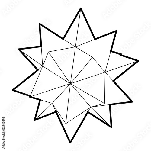 Ten pointed star icon in outline style on a white background vector illustration