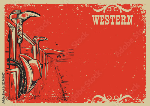 Cowboy's life vector background illustration for text