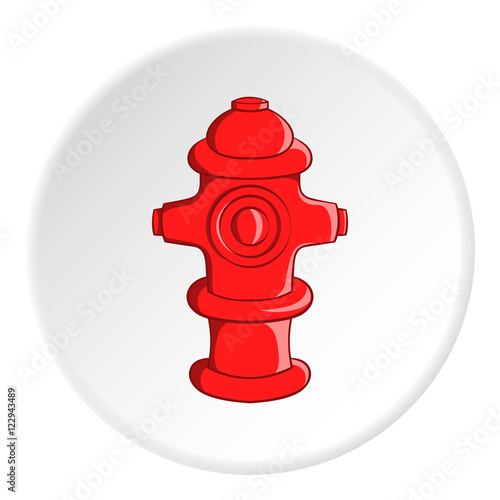 Fire hydrant icon in cartoon style isolated on white circle background. Equipment symbol vector illustration 