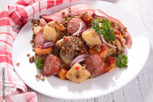 lentils with meat and vegetable