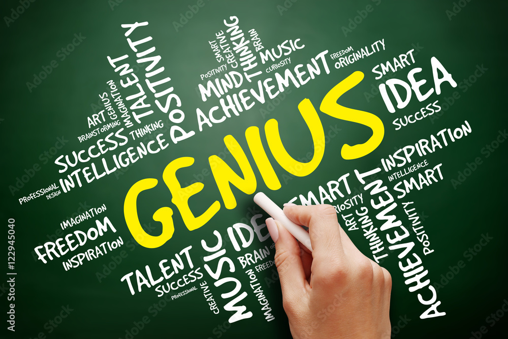 Genius word cloud, business concept on blackboard Genius word cloud, business concept on blackboard