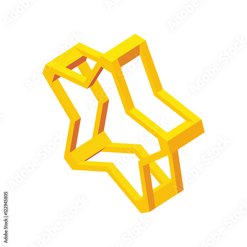 Gold star icon in isometric 3d style isolated on white background vector illustration