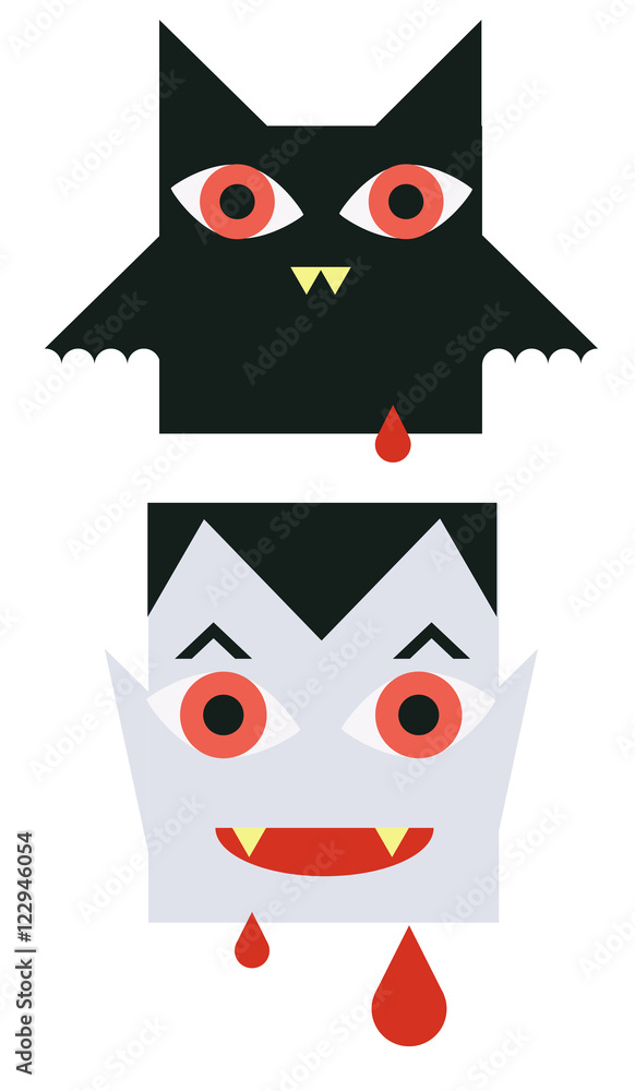 Cartoon vampire face. Halloween character design. Modern simple and clear  design card. Vector icon. Dracula Cartoon on white background. Stock Vector  | Adobe Stock