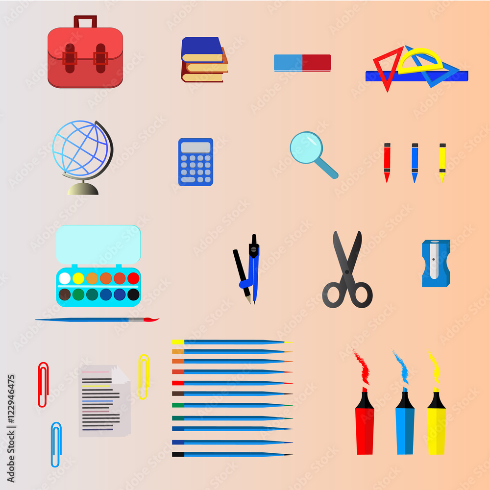 School supplies vector,design. School supplies vector,design.