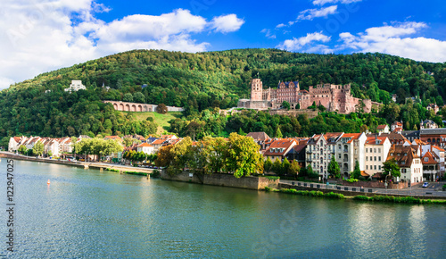 view of medieval Heidelberg town with castle. Landmarks of Germany © Freesurf