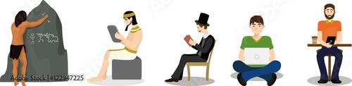 Human and technic evolution from primitive painting to tablet