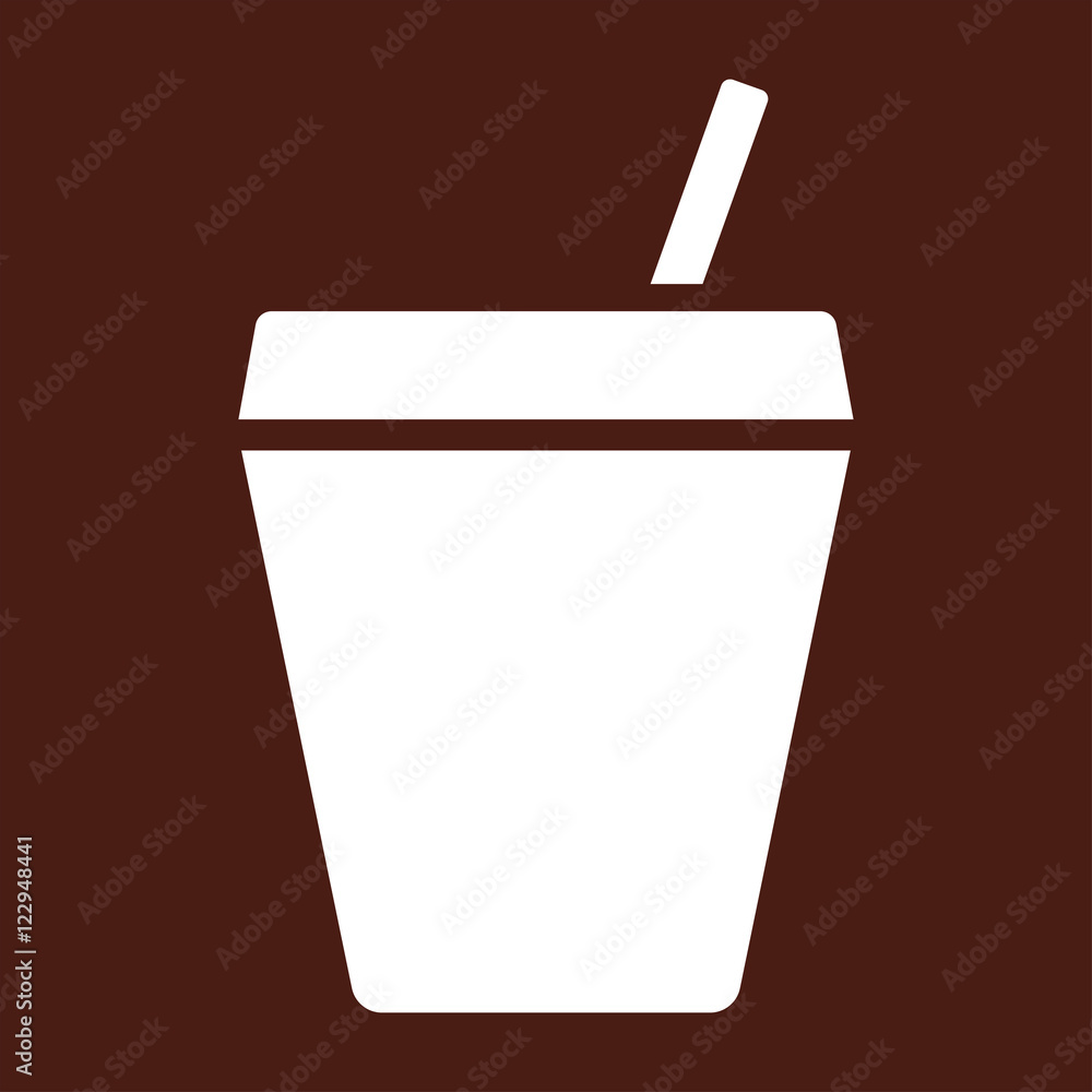 paper plastic hot coffee drink glass with straw bean brown icon paper plastic hot coffee drink glass with straw bean brown icon