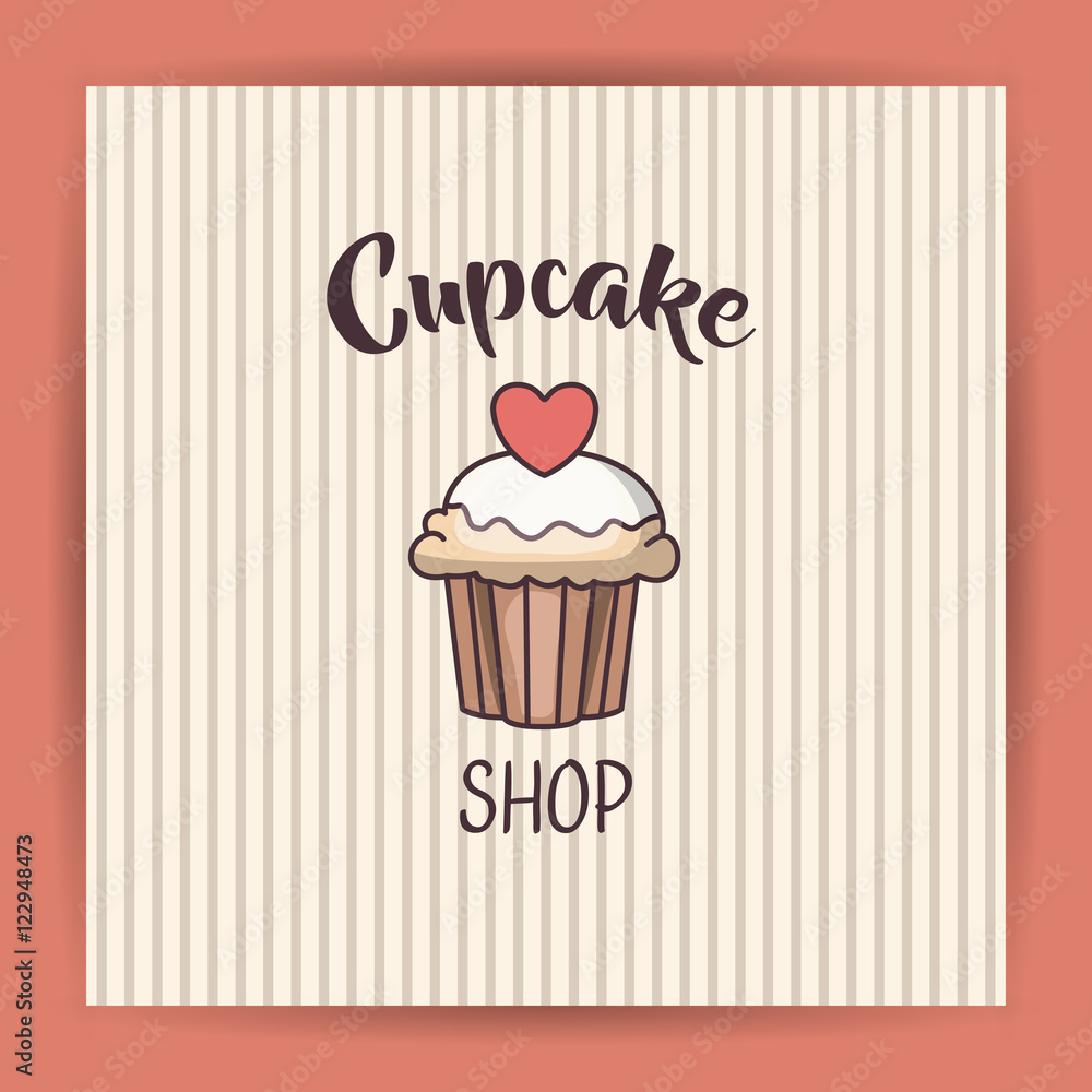Muffin cupcake icon. Bakery food daily and fresh theme. Striped background. Vector illustration Muffin cupcake icon. Bakery food daily and fresh theme. Striped background. Vector illustration