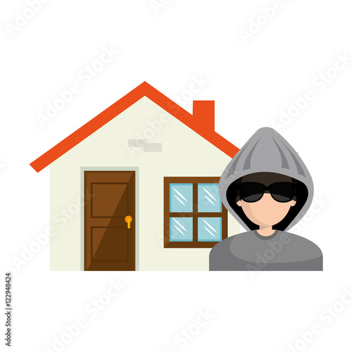 avatar man thief and house property. vector illustration
