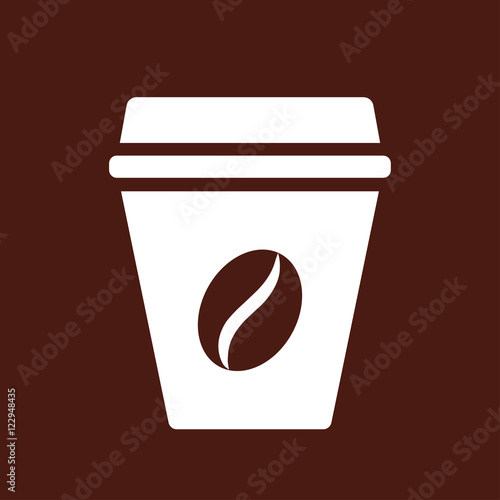 paper plastic hot coffee drink glass brown  icon on creme backgr