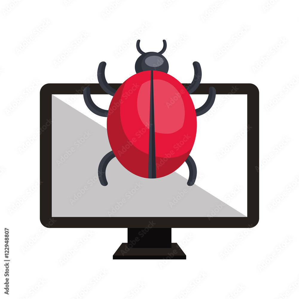 motor computer device with cyber virus icon. vector illustration motor computer device with cyber virus icon. vector illustration