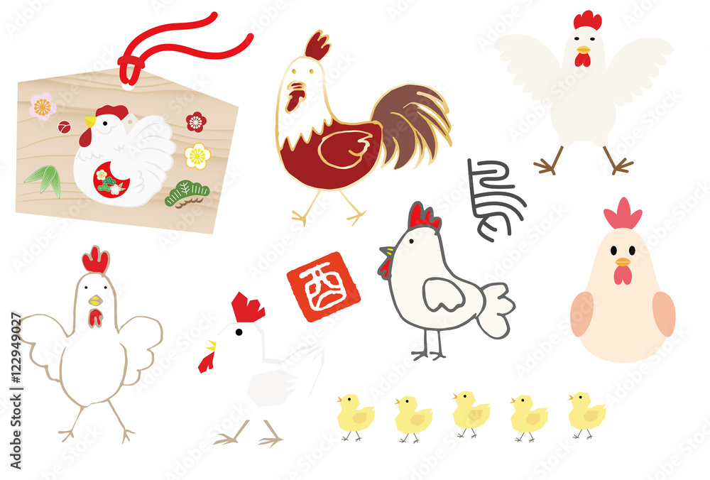 Obraz premium Illustrations of various chicken いろいろなにわとりのイラスト