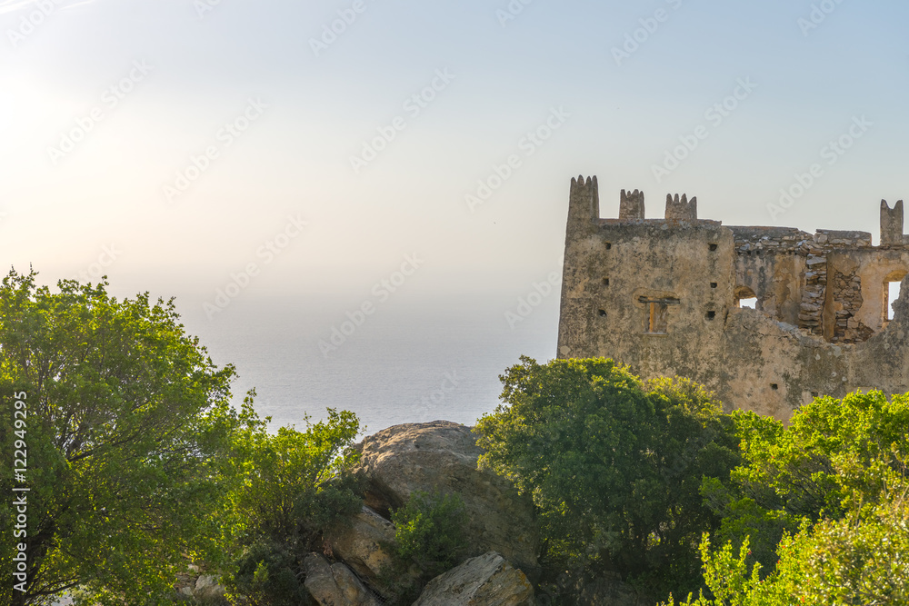 Old castle in Naxos countryside, Cyclades, greece.