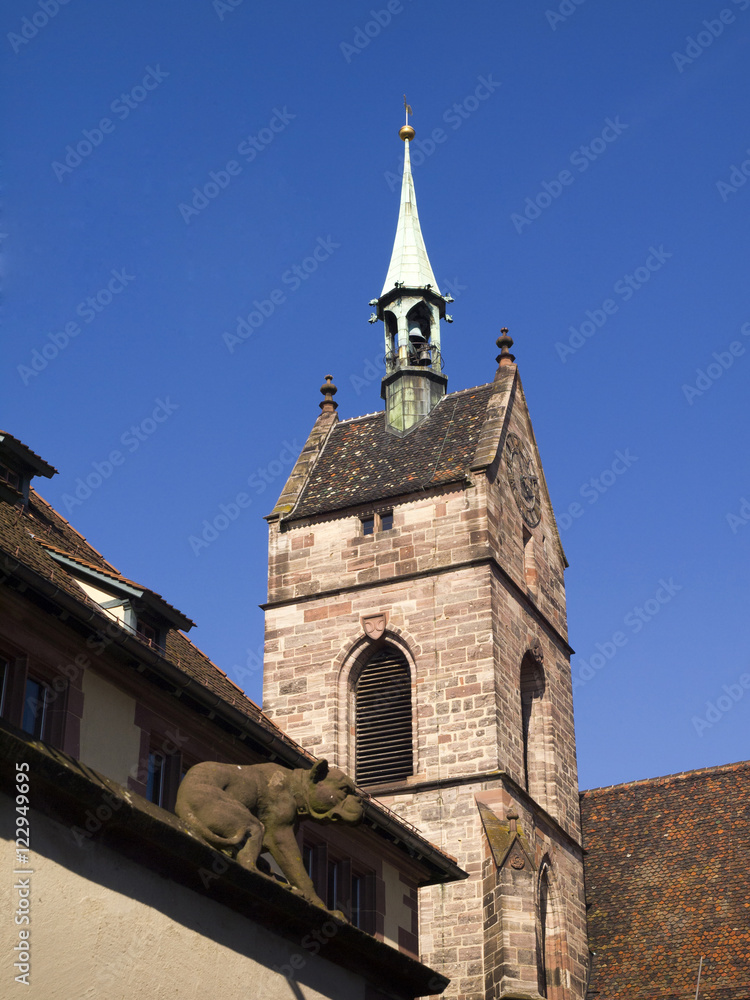 Fototapeta premium Clock tower of Martinskirche, Basel.