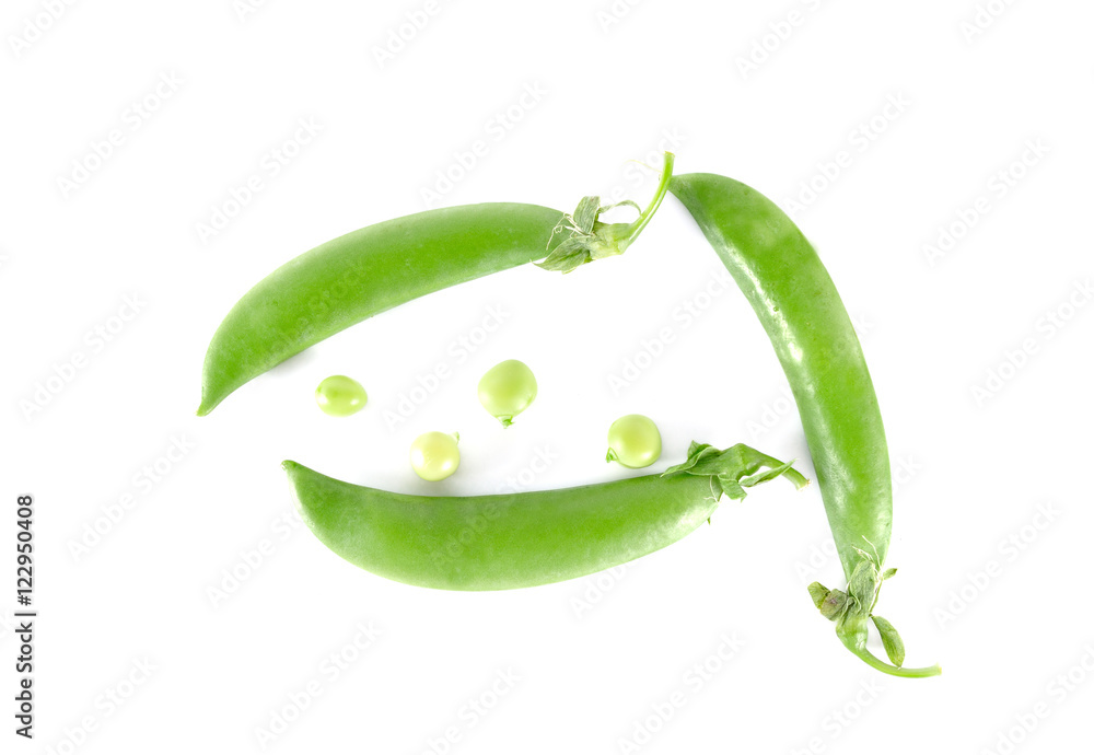 peas close up on white background peas close up on white background