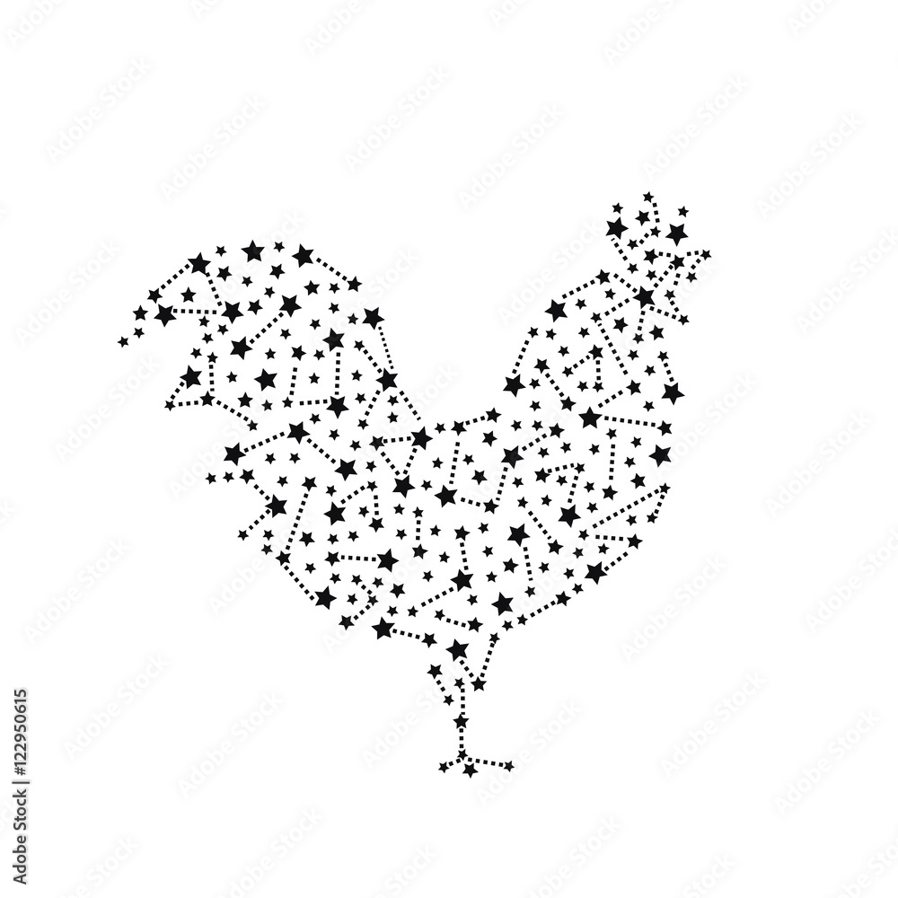 Rooster - Happy new year 2017 symbol. Year Of The Rooster. Vector Illustration rooster with astrological constellation on white background. Rooster - Happy new year 2017 symbol. Year Of The Rooster. Vector Illustration rooster with astrological constellation on white background.