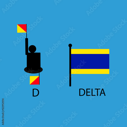 International marine signal flag, sea alphabet , vector illustration, semaphore, communication, delta.