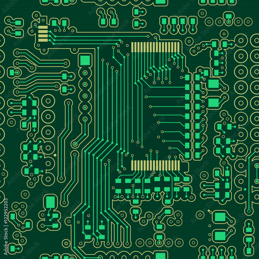 Seamless background of green in the form of printed circuit board Seamless background of green in the form of printed circuit board