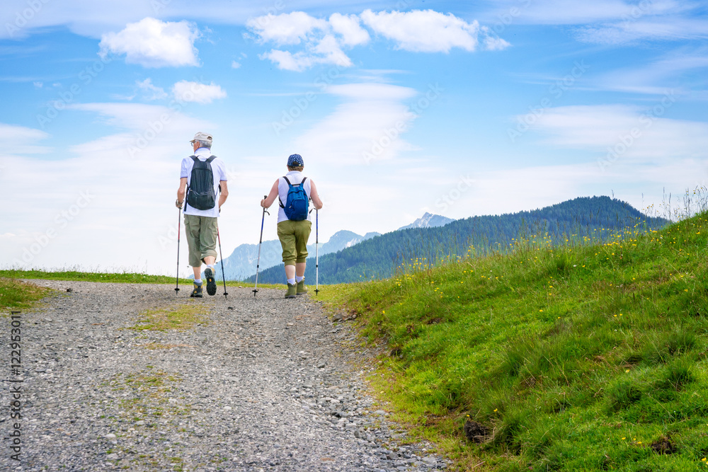 Fototapeta premium zwei wanderer in den bergen