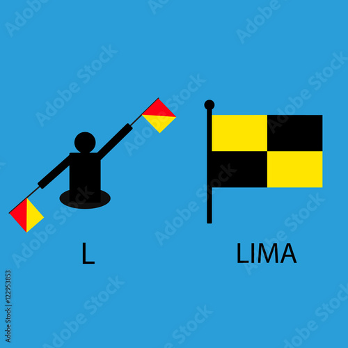 International marine signal flag, sea alphabet , vector illustration, semaphore, communication, lima.