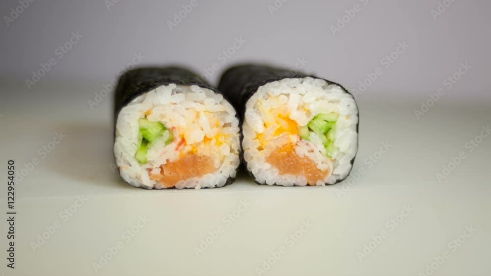 sushi rolls cuts with knife sushi rolls cuts with knife