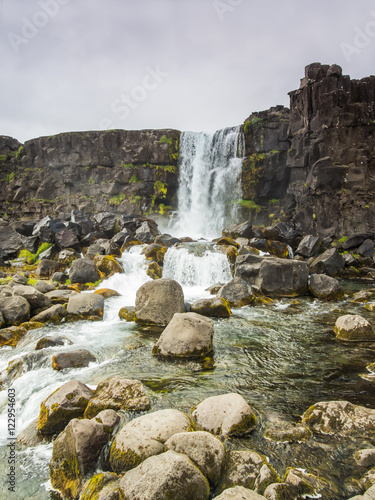 Beautiful waterfall Thingvellir National Park, Iceland, Iceland