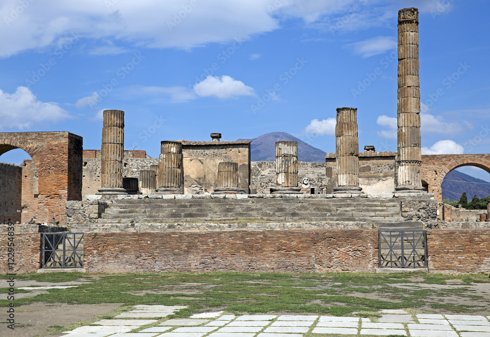 Ancient Roman city of Pompeii, which was destroyed and buried by ash during the eruption of Mount Vesuvius in 79 ad