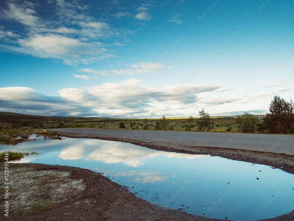 Beautiful icelandic landscape at dusk Beautiful icelandic landscape at dusk