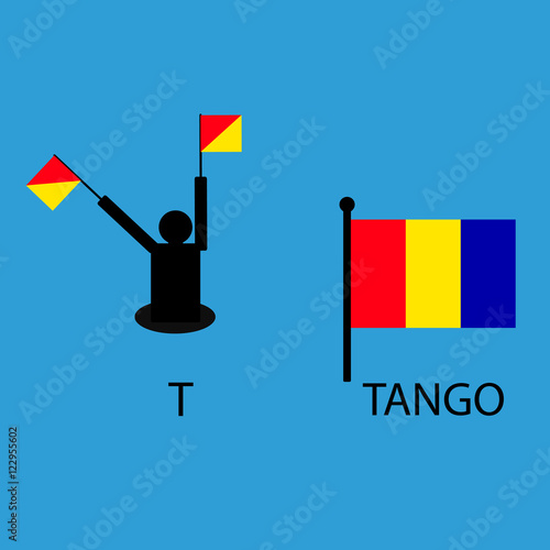International marine signal flag, sea alphabet , vector illustration, semaphore, communication, tango.
