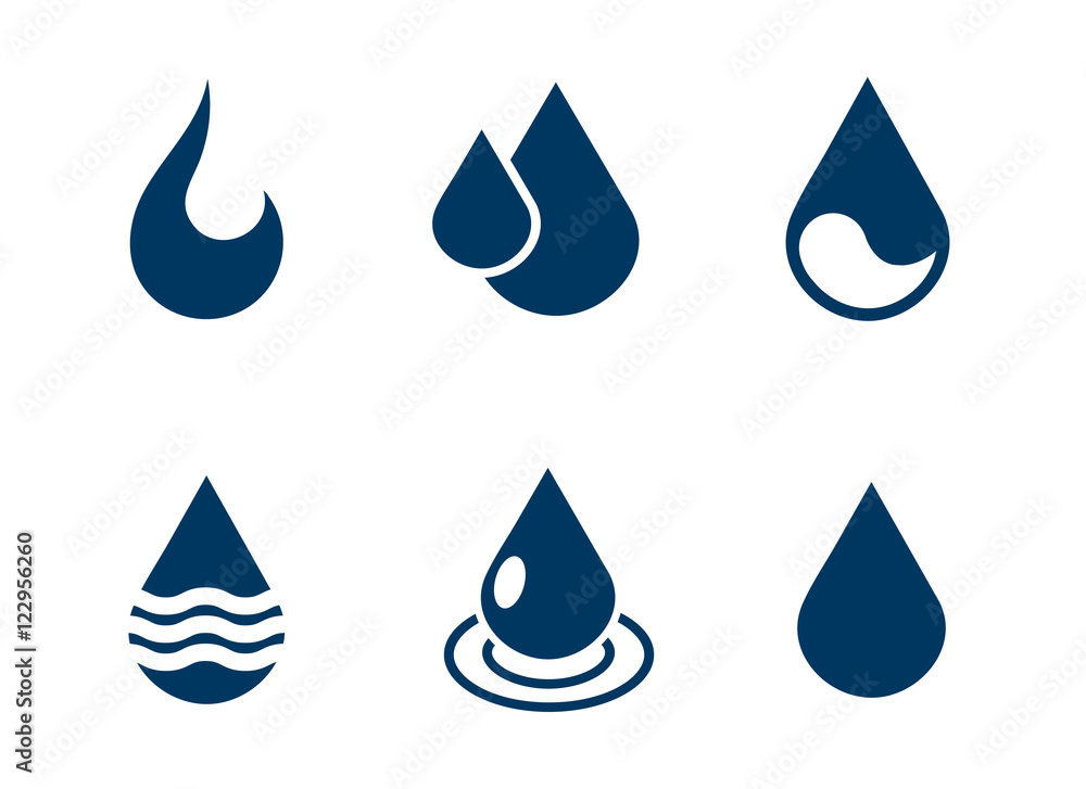 Set of vector water drops isolated over white Set of vector water drops isolated over white