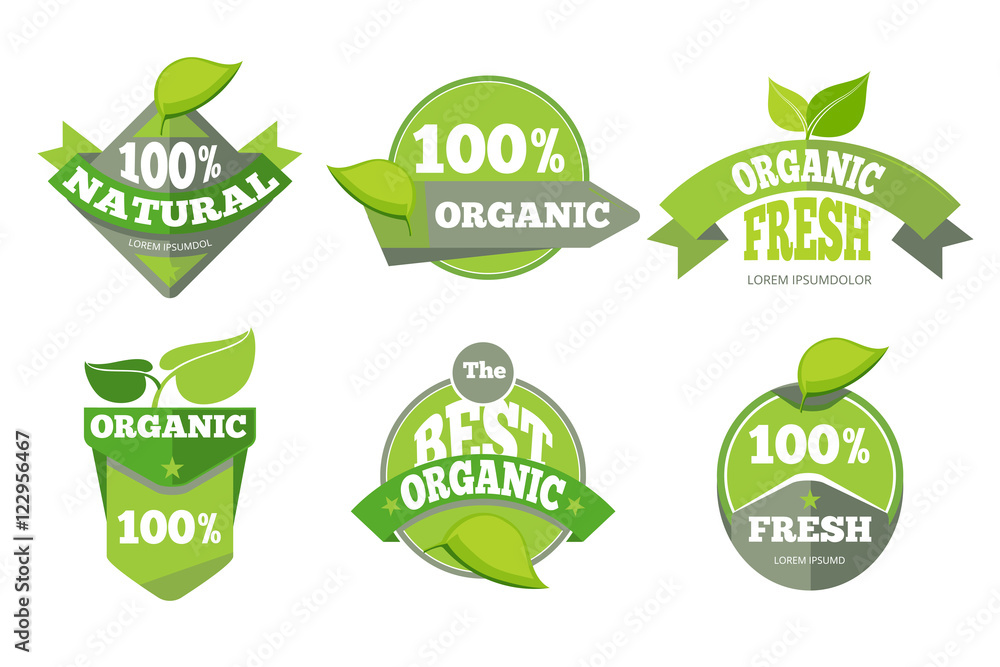 Natural green organic eco labels set