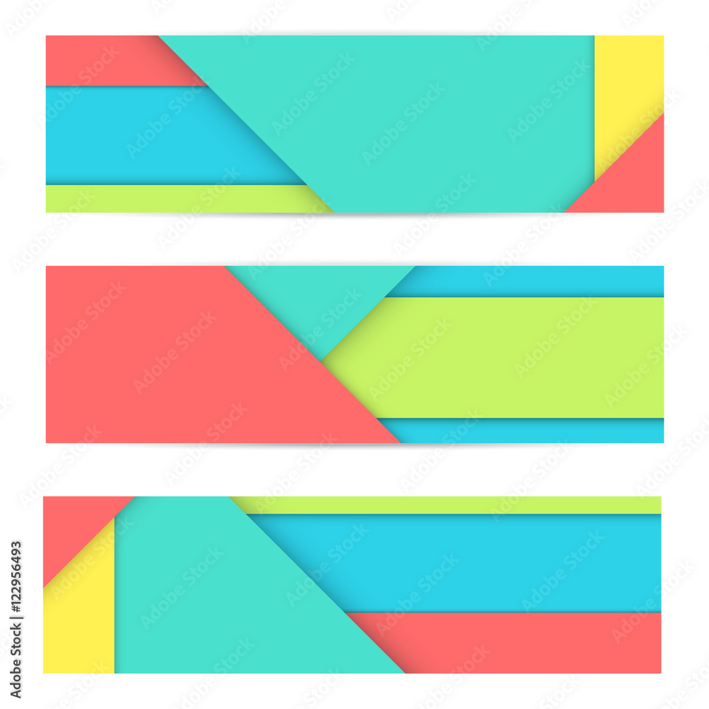 Colorful Banner of Unusual modern material design. Flat geometric style. Abstract Vector Illustration.