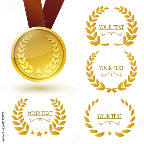 Gold medal and laurel weaths collection