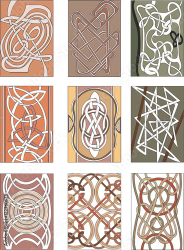 Set of vertical knot decorative patterns