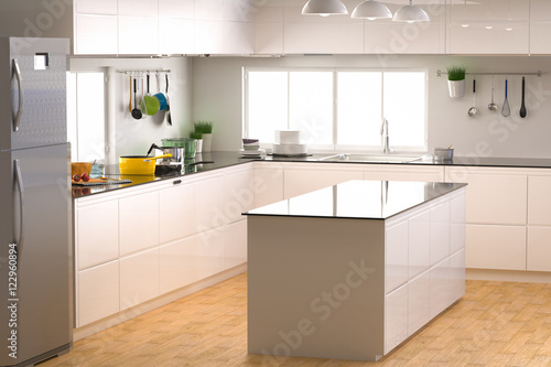 kitchen interior with empty counter