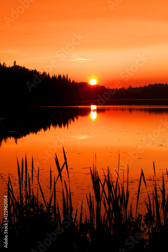 An autumn sunset in Algonquin Park, Canada