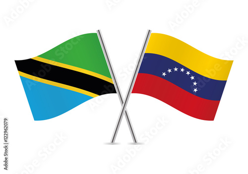 Tanzania and Venezuela flags.Vector illustration.