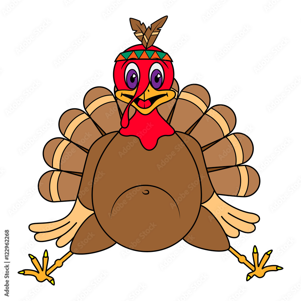 vector illustration funny turkey cartoon character on a white background  Stock Vector | Adobe Stock