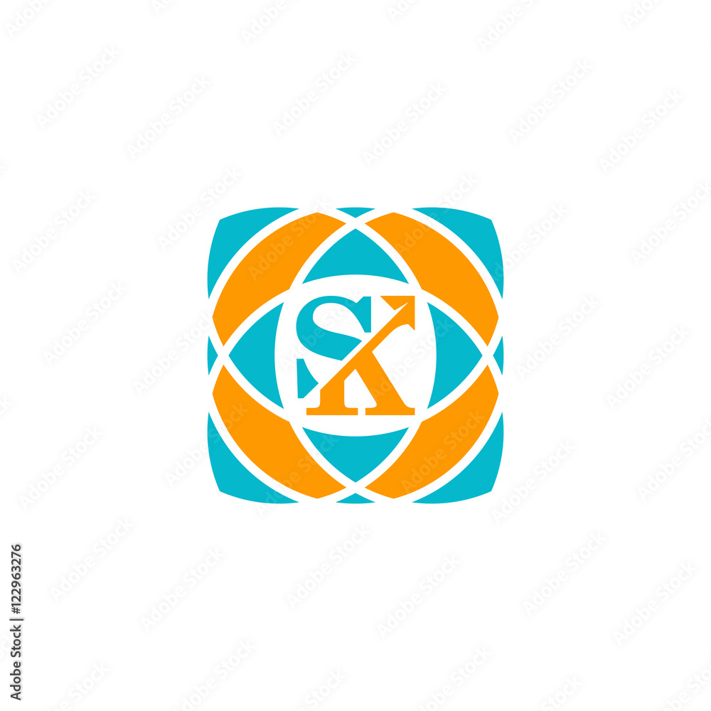 Simple Modern SK Mandala Logo Vector Icon