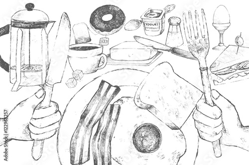 Template European breakfast menu