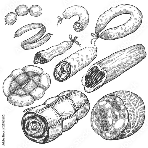 Set farmer's sausage products.