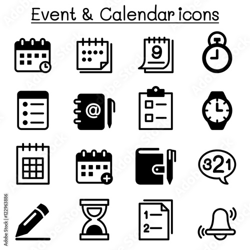 Schedule, Reminder, calendar & event icon set