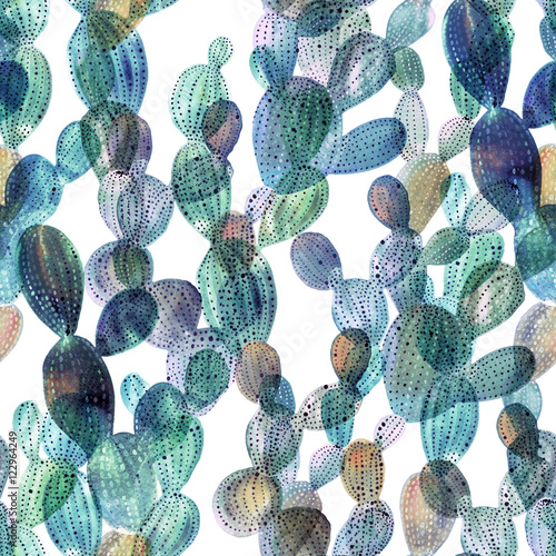 Cactus pattern in watercolor style.