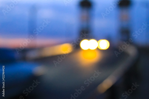 Bokeh blurred car lights in the night