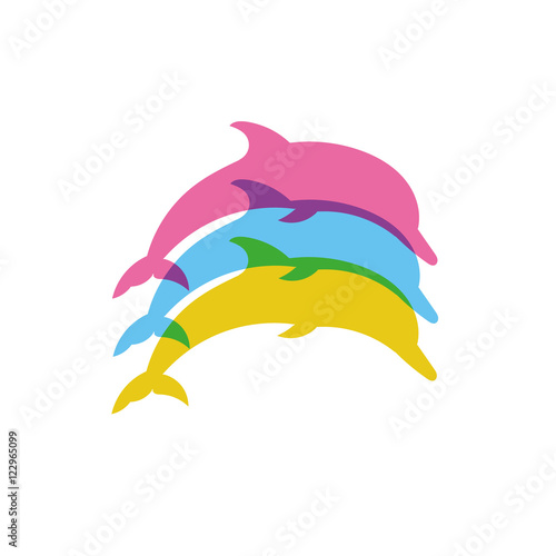 Dolphin. Vector silhouette on a white background. 