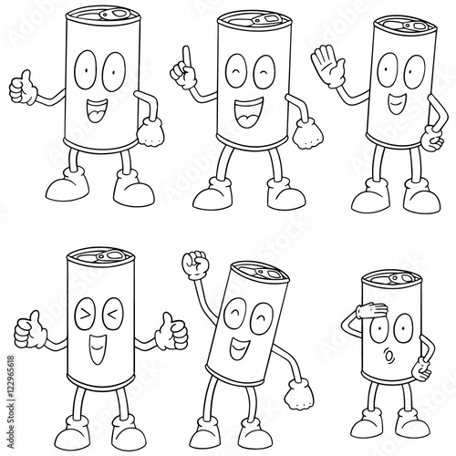 vector set of can cartoon